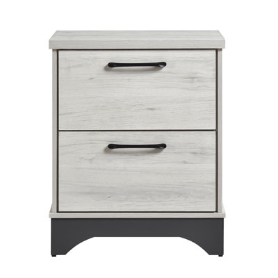 Contemporary Two-Tone White Oak And Gray Finish 2-Drawer Nightstand Bedroom Furniture 1Pc (Only Nightstand)