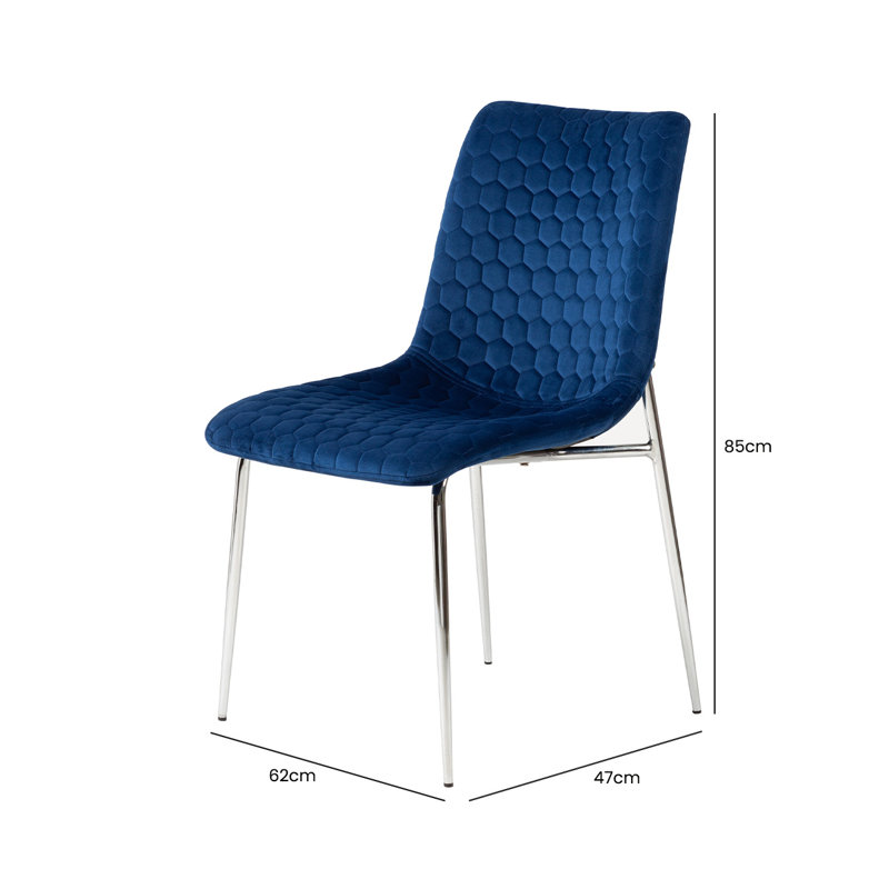 Ambermarie Velvet Modern Dining Chairs with Metal Chrome Metal Legs, Upholstered Armless Dinner Chairs, Blue
