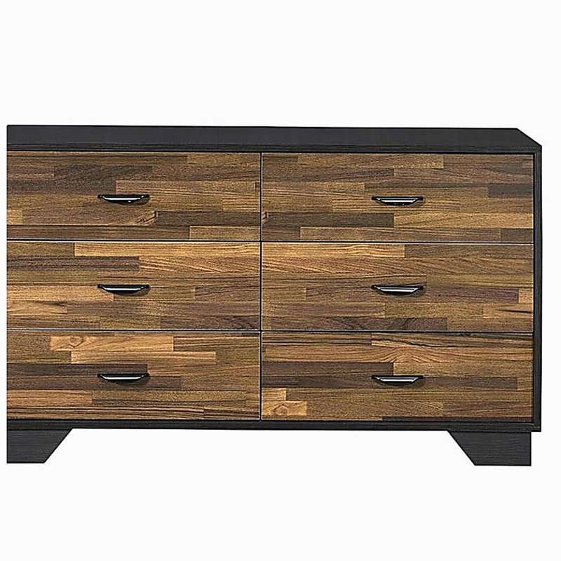 Armoire 6 tiroirs en bois de noyer et noir