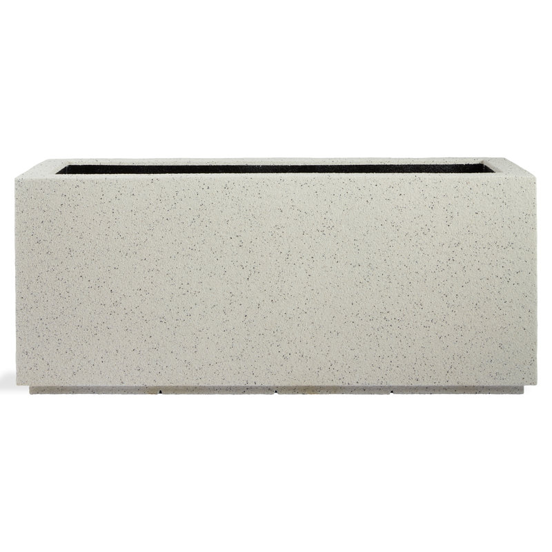 Milan Tall Polymer Box, 19"H x 46"W x 17"D, White Granite