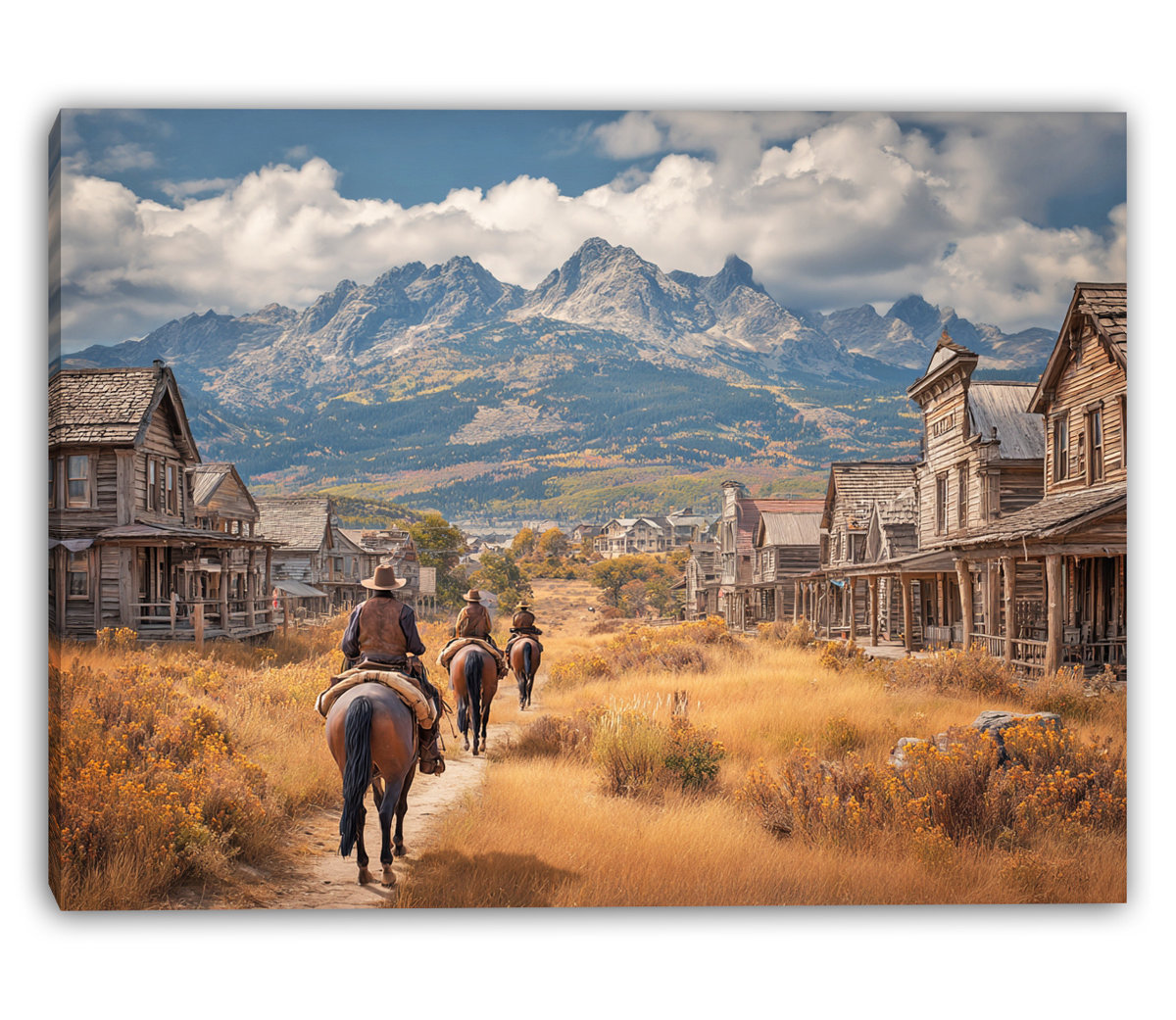 Union Rustic Mountain Frontier Street Wrapped Canvas Wall Art | Wayfair