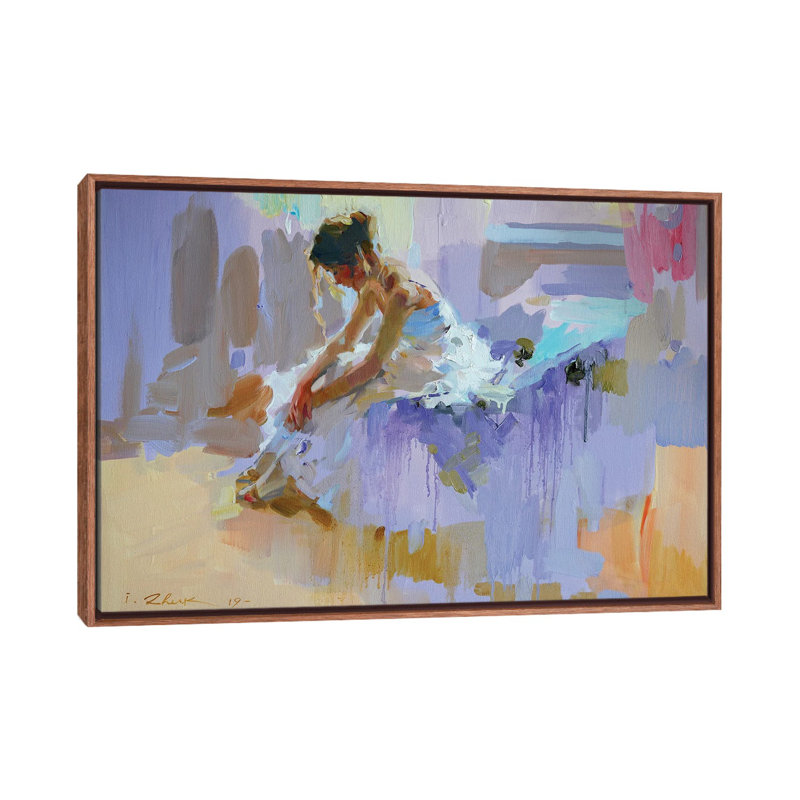 Purple Pause by Igor Zhuk - Painting on Canvas, 101.6 cm H x 66.04 cm W, Brown Floater Frame