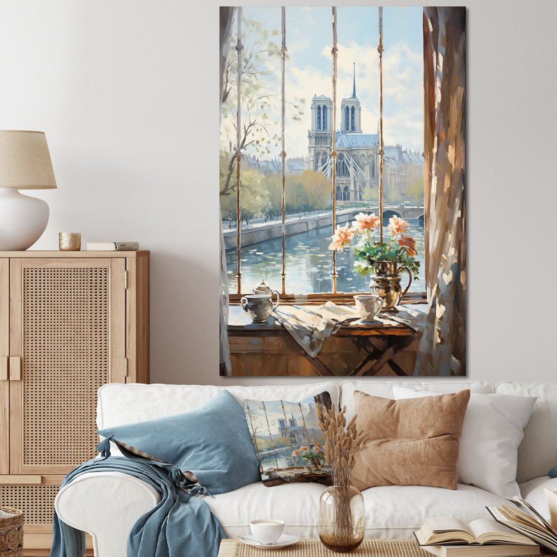 Notre Dame de Paris, Floral View III - City Paris, art mural, Toile tendue, H 32 po x l 16 po