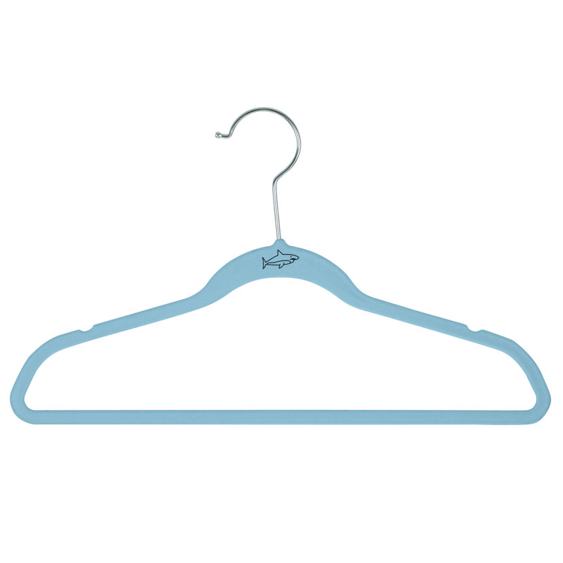  Kids 25 Pack Velvet Hangers With Shark Icon In Light Blue