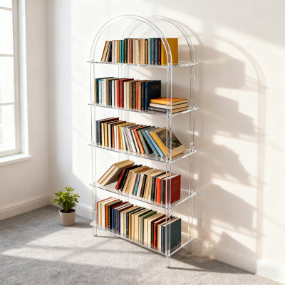 Bibliothèque transparente en acrylique, présentoir autoportant à 5 niveaux et tablette de rangement
