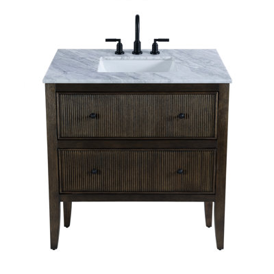 Meuble-lavabo à 2 tiroirs en marbre foncé 36 po Keaton