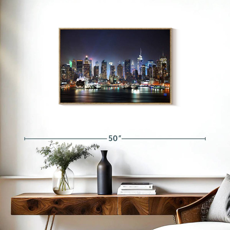 Veilleuses de New York, Cadre flottant en bois naturel, 31 po x 21 po
