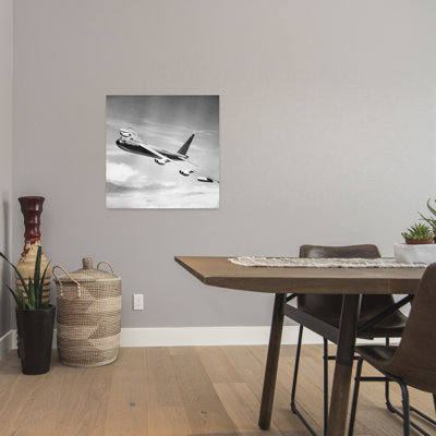 1950s 1955 B-52E US AIR FORCE STRATO FORTRESS LONG RANGE STRATEGIC BOMBER AIRPLANE IN FLIGHT by H. Armstrong Roberts - Wrapped Canvas Print