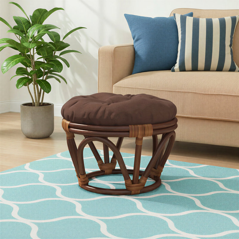 Wanamingo Upholstered Ottoman, Cotton Twill/Chocolate