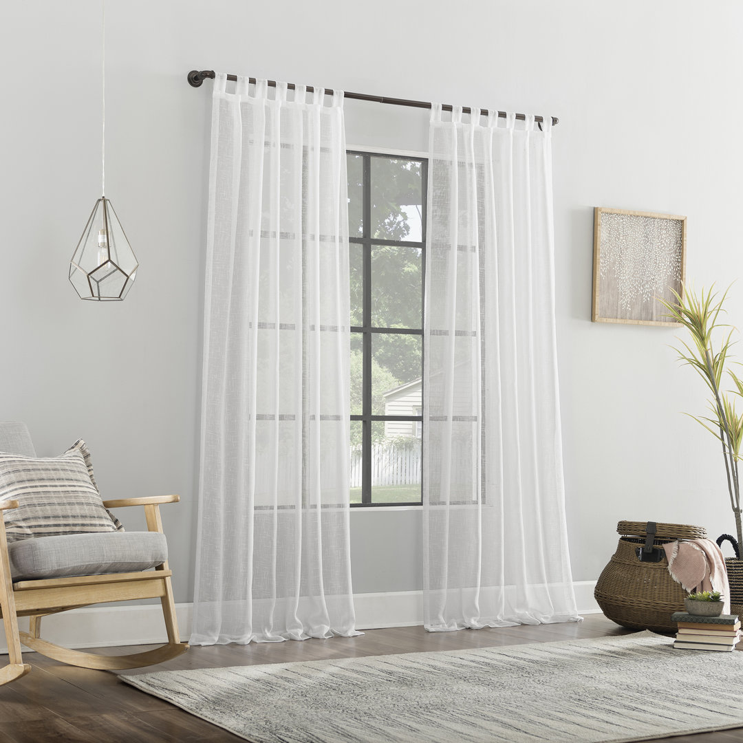 Holtz Linen Burlap Weave Linen Blend Sheer Tab Top Curtain Panel Langley Street® Curtain