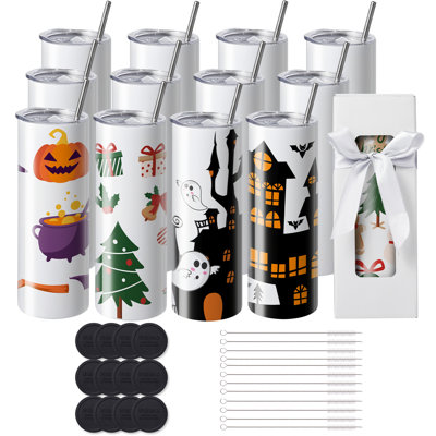 VEVOR 591.5 mL Double Wall Insulated Stainless Steel Water Bottle with Straw