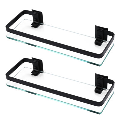 Tablette flottante en acier inoxydable et verre Keyarra (2 pièces)