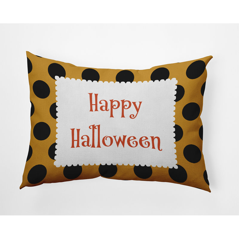 Polka Dots Outdoor Reversible Throw Pillow, Golden Mustard