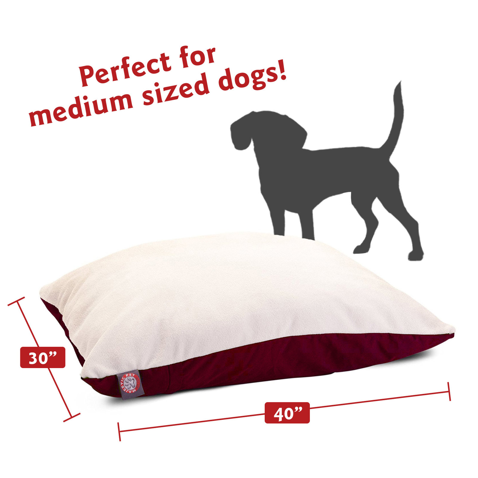 Rory Classic Pet Bed, Burgundy, Medium