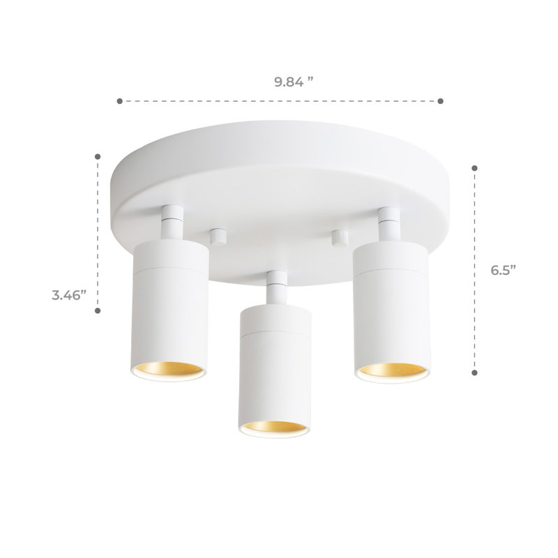 Shura White Aluminum 3-Head LED Flush Mount Light