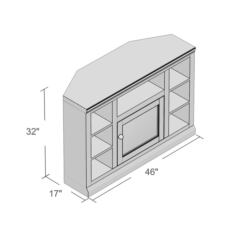 Meuble télé d'angle pour téléviseur de 50 po ou moins Aowyn, Blanc brillant, Harwich