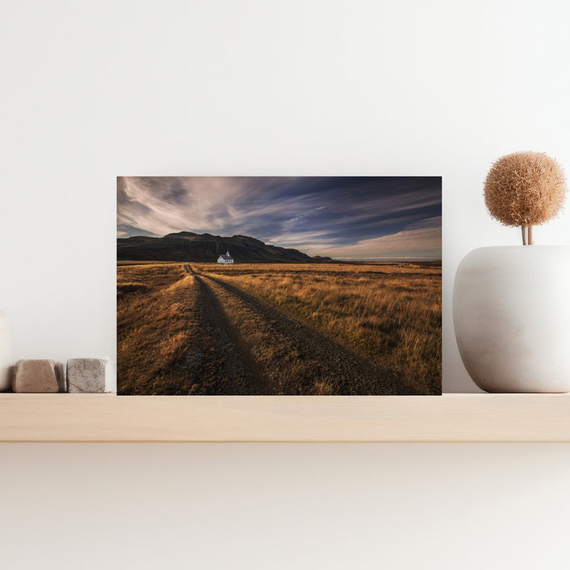 Lonely Church Road - Paysage d'automne dramatique, paisible et serein (affiche murale), H 12 po x l 18 po