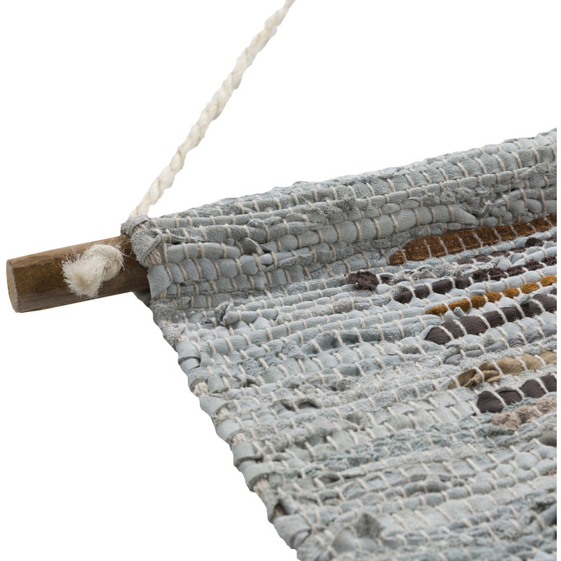 Gamache Hand Woven Fabric Wall Hanging, Light Grey, Khaki