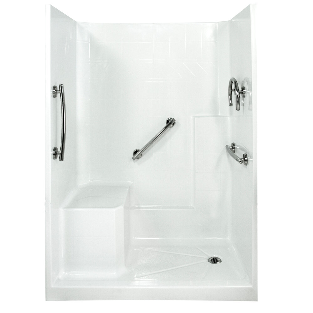 Shower insert with discount seat and grab bars