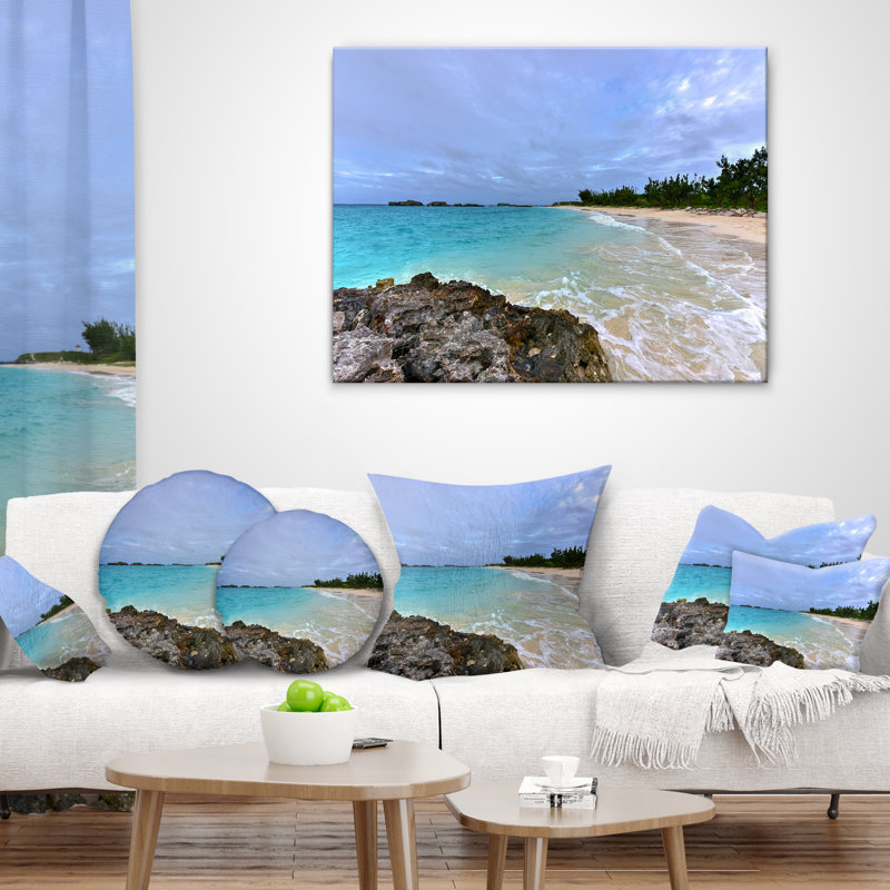 Housse de coussin carré surdimensionné Clearwater Beach Bermuda, 18 po x 18 po, Coussin décoratif