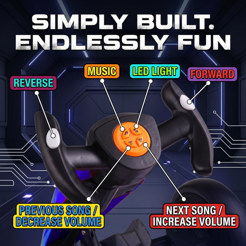 Kart électrique pliable 12V avec roues lumineuses pour enfants de 3 à 6 ans, Noir