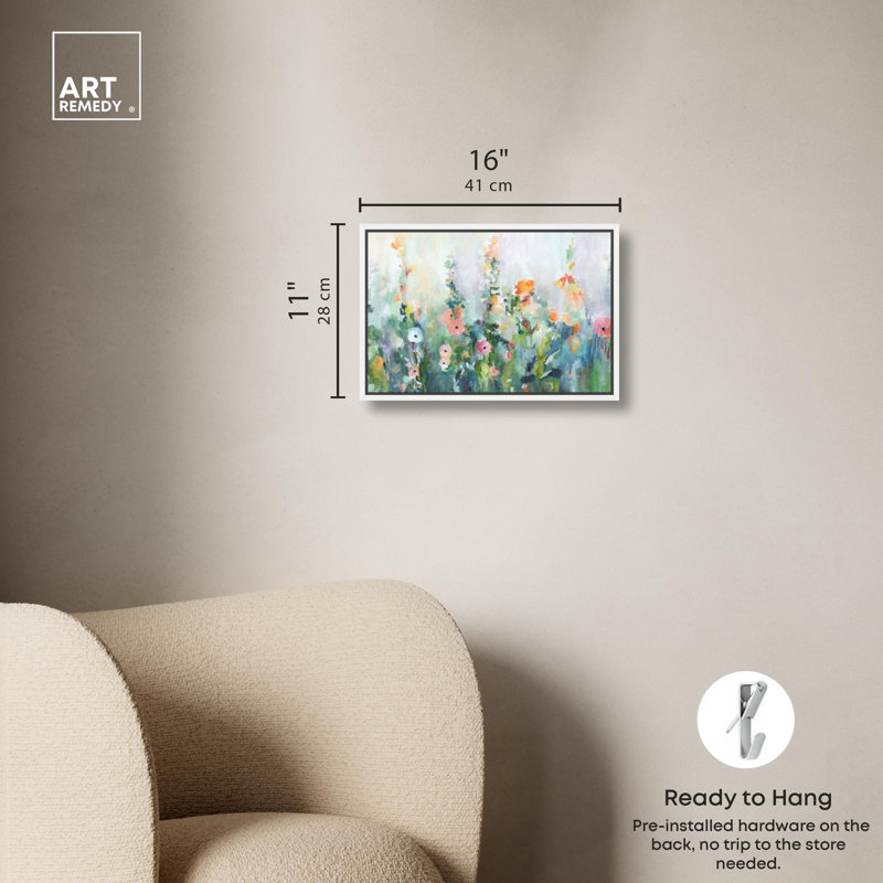Toile Harmony of Summer par Art Remedy, H 11 po x l 16 po, Cadre flottant, Noir