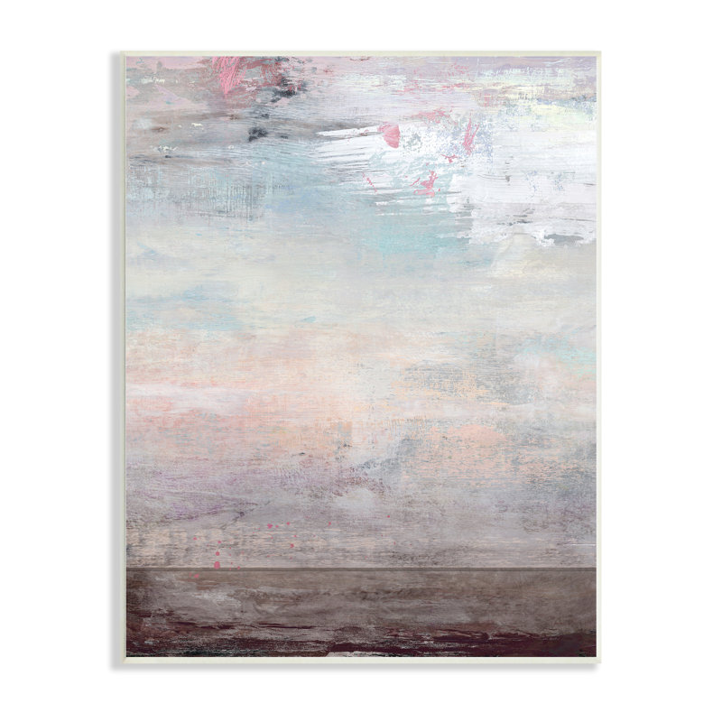 Atmospherique abstrait ciel mauve et terre grunge, Plaque murale, H 10 po x l 15 po