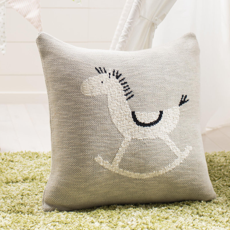 Tater Trot 20" Gray and Black Cotton Nursery Pillow