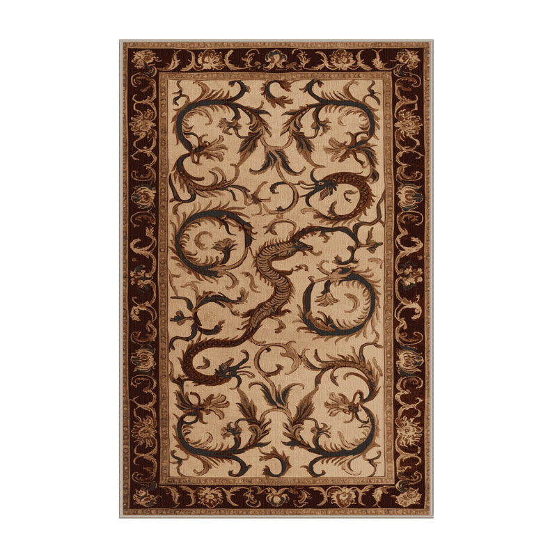 Tapis beige français lavable à la machine, Rectangle 6 pi x 9 pi