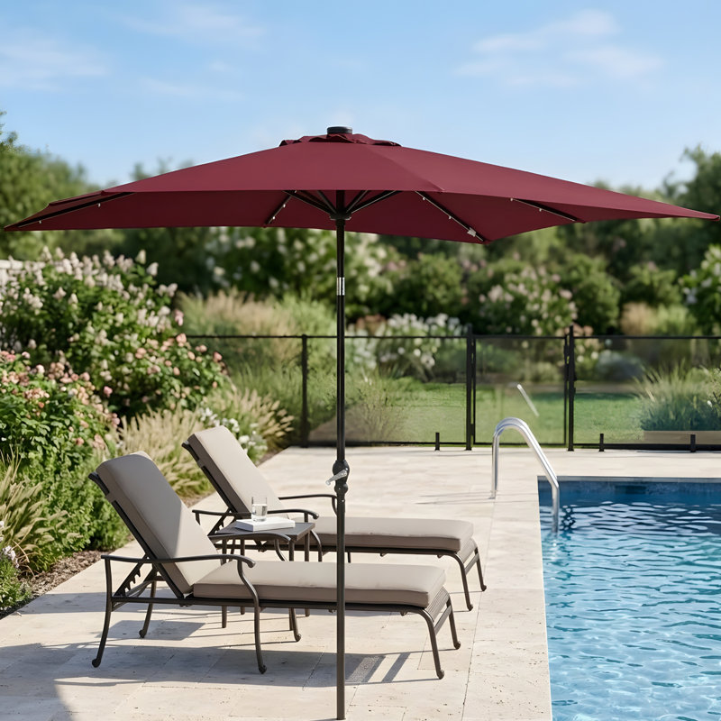 Parasol solaire Sun, parasol de patio éclairé, Rouge