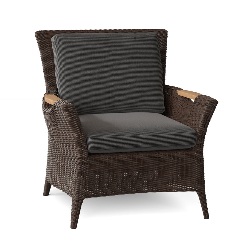 Culebra Outdoor Teak Lounge Chair, Linen Shale, Textured Charcoal