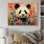 Panda blanc et rose en fleurs IV - art mural animal panda