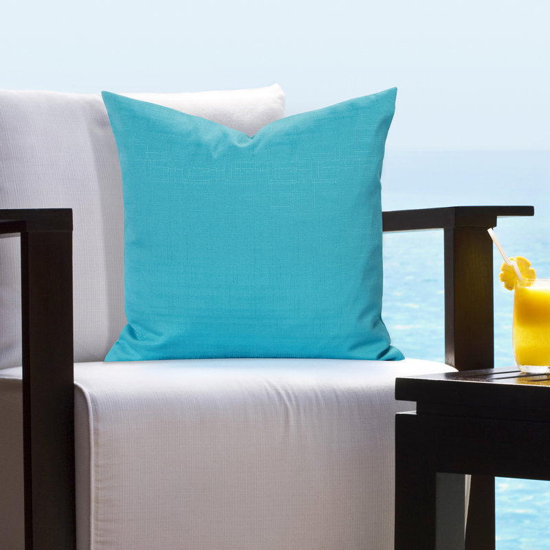 Outdoor Throw Pillow, 20" H x 20" W x 6" D, Turquoise