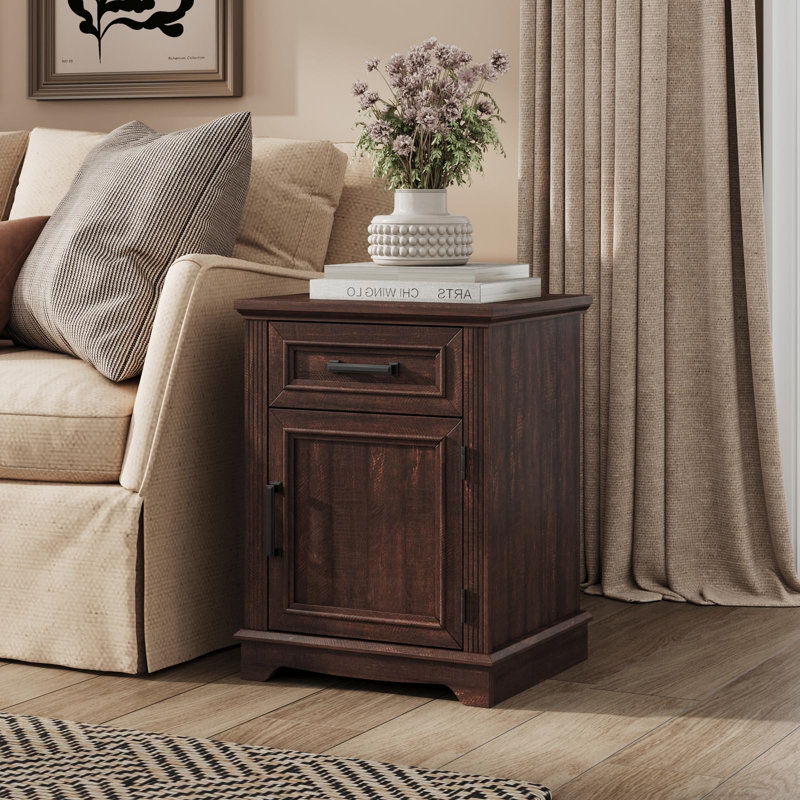 Table de chevet avec tiroirs pour la chambre à coucher, Brun, Oui, Ensemble de 2