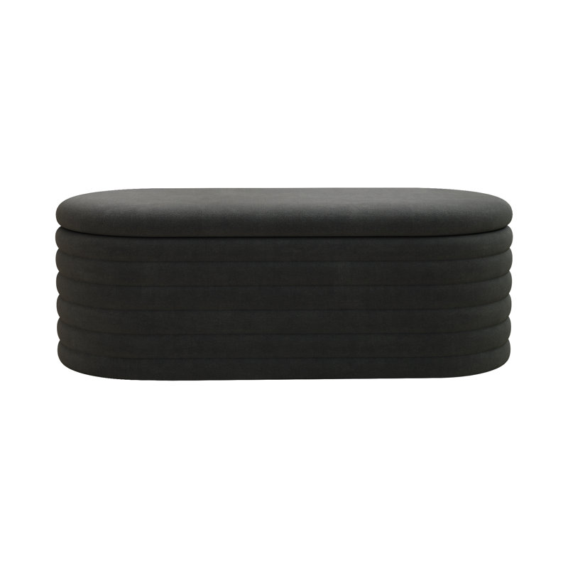 Banc de rangement en chenille avec repose-pieds et banc de rangement rembourré en tissu avec charnière de sécurité pour la chambre à coucher, le salon, le vestibule et le placard (40 pouces, noir)