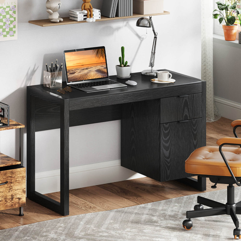 Bureau d'ordinateur avec armoire de rangement et tiroir coulissant avec pieds épais pour chambre noire