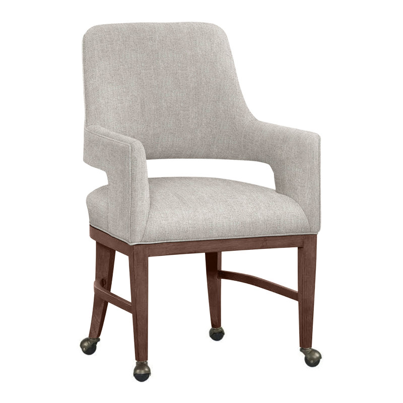 Chaise avec accoudoirs Josie, Noyer, Lin 3156