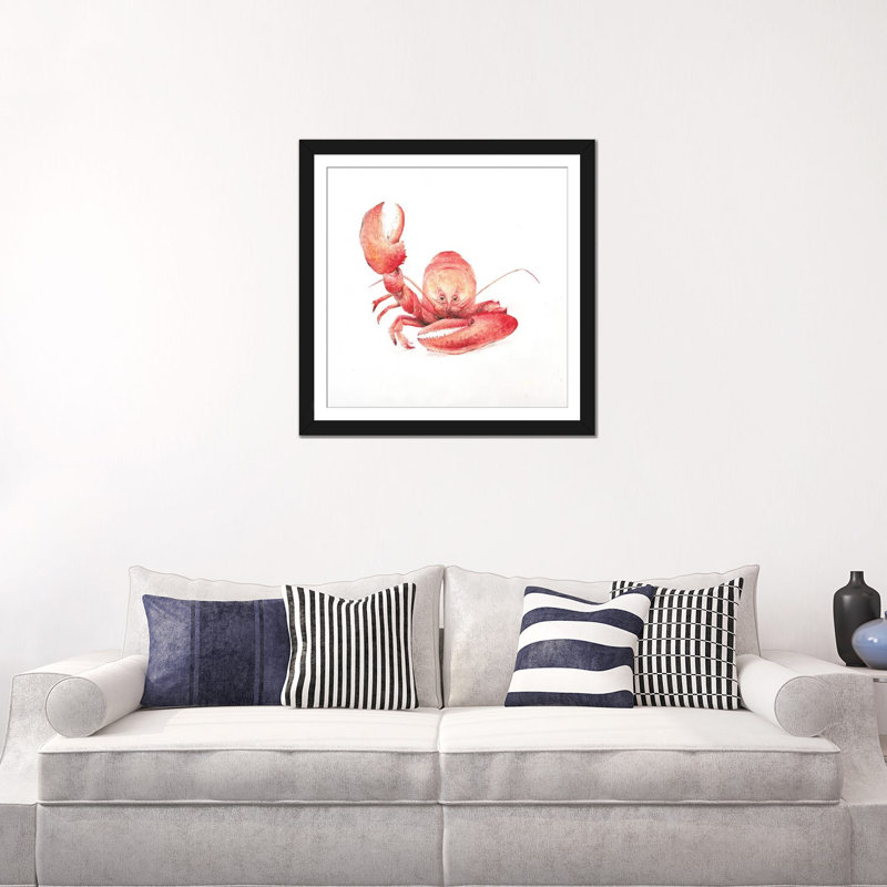 «Lobster», impression sur toile tendue, H 16 po x l 16 po x P 1 po, Papier d'art encadré noir, Blanc