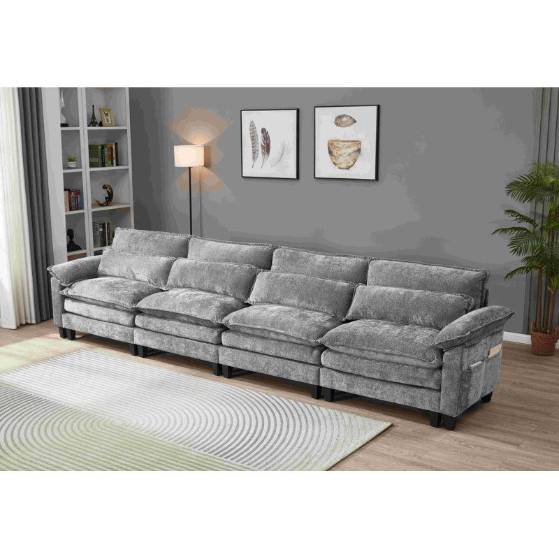 Luqi Seater Modular Sectional Sofa, Dark Gray, 4, 35.8" H x 150.4" W x 32.4" D