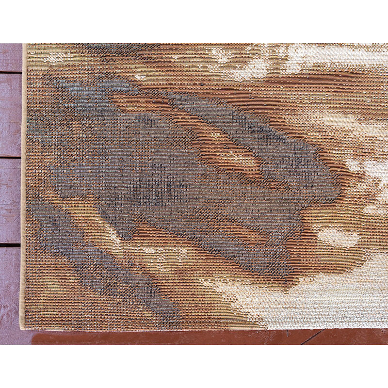 Outdoor Veranda Area Rug Bronzed Color, Runner 2' x 6'