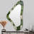 Botanicals Green Floral Tiles IV - Abstract Tile Modern Asymmetrical Decorative Wall Mirror