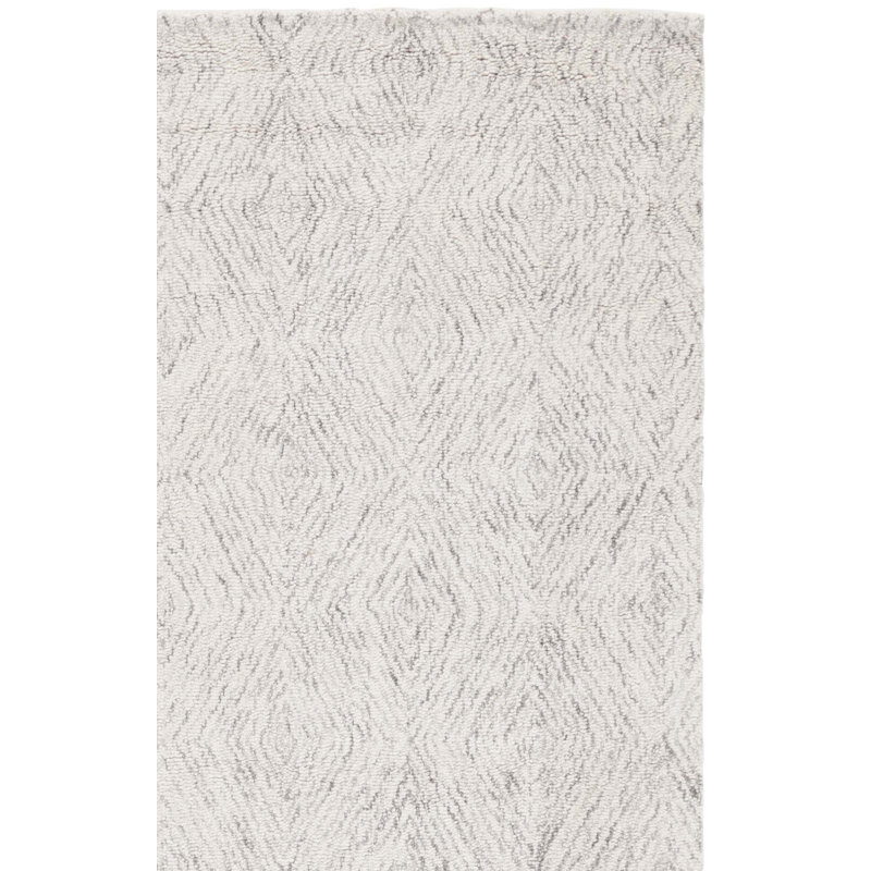 Tapis géométrique en laine / coton touffeté à la main Suhayl, Carré 6 pi