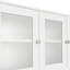 Bureau d'ordinateur en L blanc avec bureau pivotant et portes vitrées pour bureau personnel