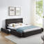  Structure de lit grand avec tête de lit rembourrée et 4 tiroirs de rangement, lit plateforme en tissu chenille, gris foncé-677617298