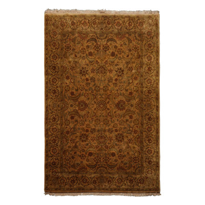 Tapis botanique en laine noué à la main 5 pi 11 po x 9 pi 8 po Agra