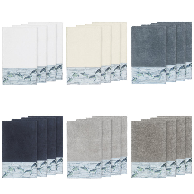 Ensemble de serviettes de bain en coton turc 4 pièces Mia, Bleu minuit