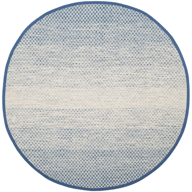 Aitken Hand Woven Cotton Geometric Rug, Round 8'