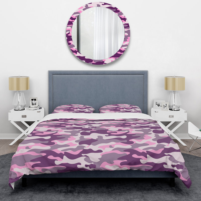 Ensemble de housse de couette en microfibre mauve / rose 2 pièces, Housse de couette simple + 1 taie décorative stan