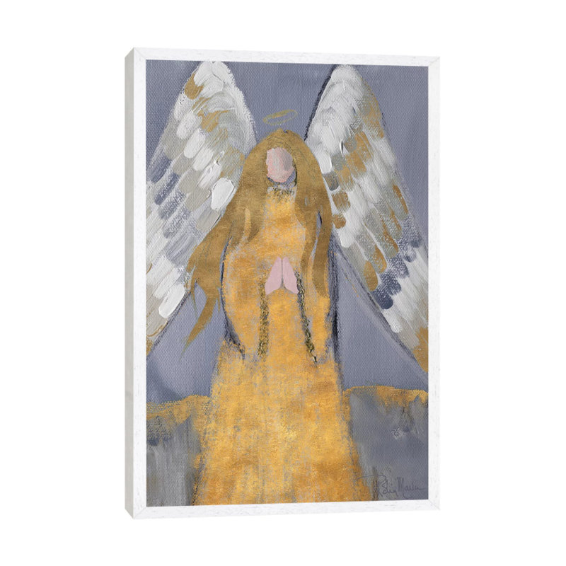 Gold And Silver Angel by Robin Maria - Painting on Canvas, 101.6 cm H x 66.04 cm W, White Framed