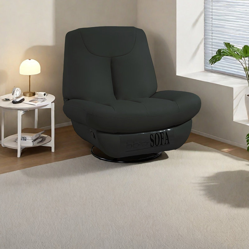 Ergonomic faux leather lounge chair, Black